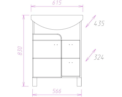Комплект мебели белый глянец/ясень шимо 61,5 см Onika Стиль 106032 + 1.3120.3.S00.11B.0 + 205833