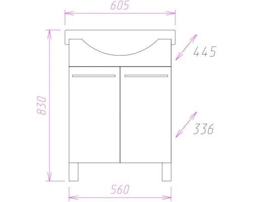 Комплект мебели белый глянец 60,5 см Onika Селигер 106006 + 1WH110268 + 206007