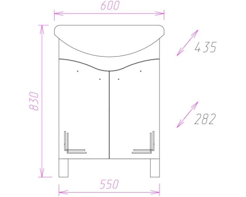 Комплект мебели белый глянец 60 см Onika Лада 106002 + 1WH110198 + 206015