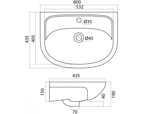 Комплект мебели белый глянец 60 см Onika Лада 106002 + 1WH110198 + 206016