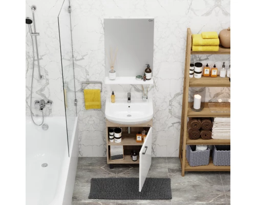 Комплект мебели дуб сонома/белый матовый 52 см разборная Onika Эко 105209 + 1.3120.1.S00.11B.0 + 205210