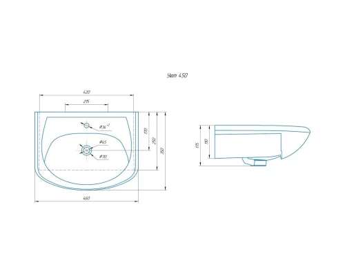 Тумба с раковиной дуб сонома/серый матовый 46 см Onika Милтон 104512 + 4620008192741