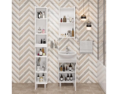 Тумба с раковиной белый глянец 46 см Onika Милтон 104510 + 4620008192741