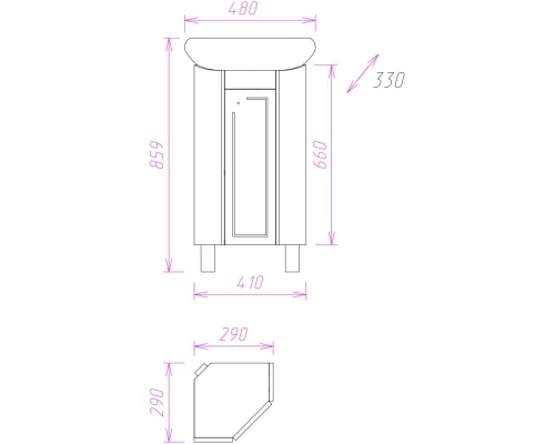 Тумба с раковиной белый глянец 33x33 см Onika Малютка 103301 + 1.3130.9.S00.10B.0