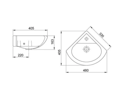 Тумба с раковиной белый глянец 33x33 см Onika Малютка 103301 + 1.3130.9.S00.10B.0