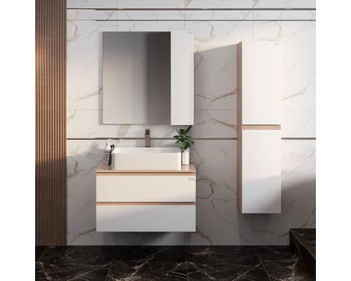 Комплект мебели светлый камень/белый глянец 80 см Onika Алеста 108054 + 680001 + 4640021064269 + 208095