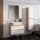 Комплект мебели светлый камень/белый глянец 80 см Onika Алеста 108054 + 680001 + 4640021064269 + 208095