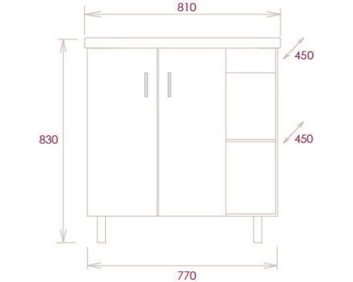 Тумба с раковиной дуб сонома/серый матовый 80 см Onika Тимбер 108053 + UM-COM80/1