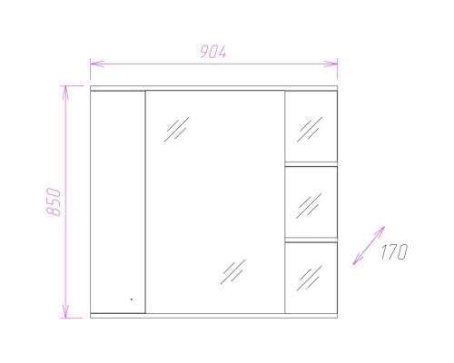 Комплект мебели белый глянец 90,8 см Onika Эльбрус 109016 + 1WH110790 + 209004