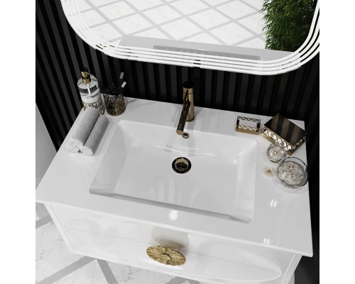 Тумба с раковиной белый глянец/золото 91 см Opadiris Ибица