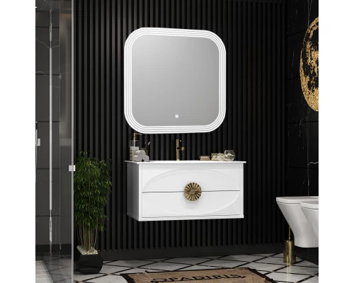 Тумба с раковиной белый глянец/золото 91 см Opadiris Ибица