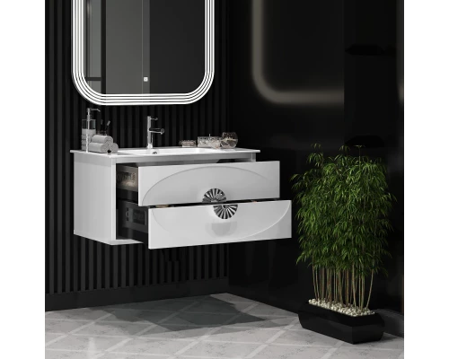 Комплект мебели белый глянец/хром 91 см Opadiris Ибица