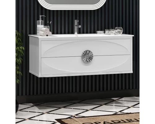 Комплект мебели белый глянец/хром 121 см Opadiris Ибица