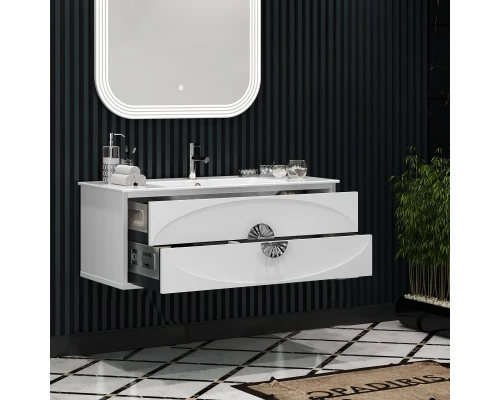 Комплект мебели белый глянец/хром 121 см Opadiris Ибица