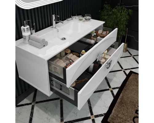 Комплект мебели белый глянец/хром 121 см Opadiris Ибица