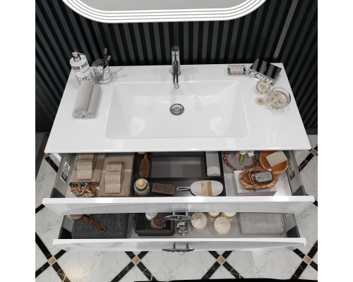 Комплект мебели белый глянец/хром 121 см Opadiris Ибица