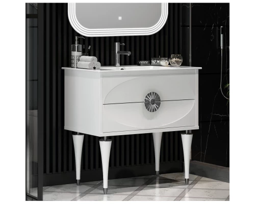 Комплект мебели белый глянец/хром 91 см Opadiris Ибица