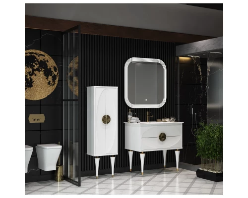 Тумба с раковиной белый глянец/золото 91 см Opadiris Ибица