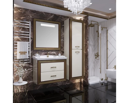 Тумба с раковиной белый золотая патина 80 см Opadiris Карат