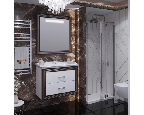 Тумба с раковиной белый серебряная патина 80 см Opadiris Карат