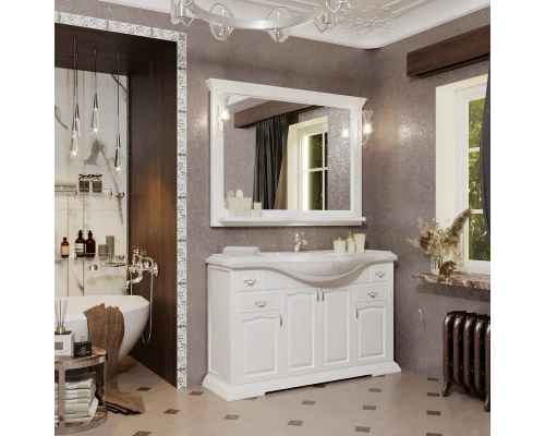 Зеркало 129x101 см белый матовый Opadiris Риспекто