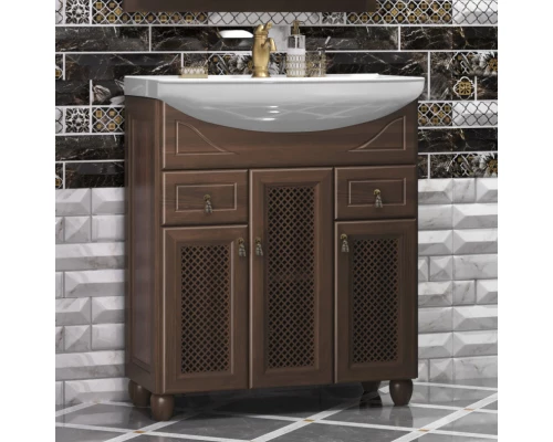 Тумба с раковиной орех антикварный 76 см с решеткой Opadiris Тибет