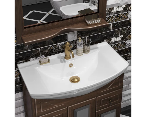 Тумба с раковиной орех антикварный 76 см с художественным стеклом Opadiris Тибет