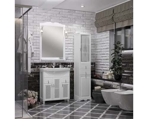 Комплект мебели белый матовый 76 см с решеткой Opadiris Тибет