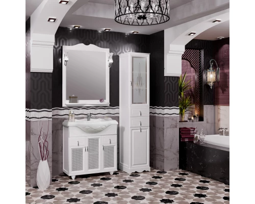 Тумба с раковиной белый матовый 87 см с решеткой Opadiris Тибет