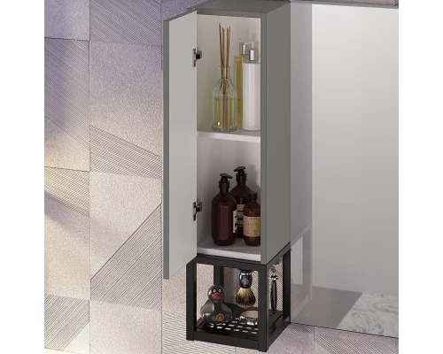 Зеркальный шкаф 80x80 см серый матовый L Opadiris Треви