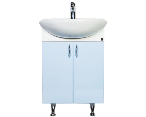 Тумба с раковиной белый глянец/голубой глянец 57 см Orange Кларис Kl-55TUB+RA