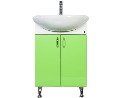 Тумба с раковиной белый глянец/салатовый глянец 57 см Orange Кларис Kl-55TUL+RA