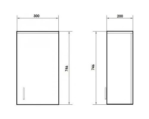 Шкаф одностворчатый подвесной 30x74,6 см белый глянец Orange Стиль St-30SR