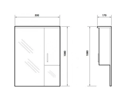 Зеркальный шкаф 55x108 см белый глянец Orange Стиль St-55ZS