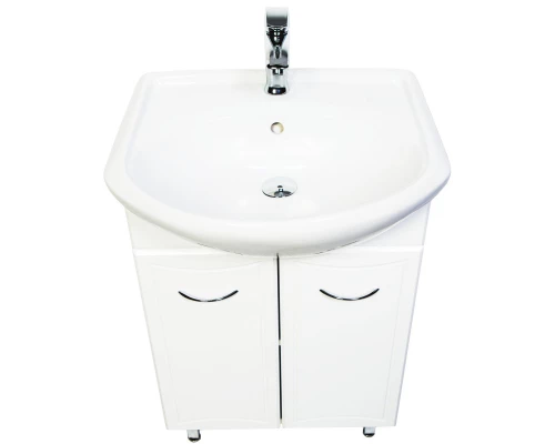 Тумба с раковиной белый глянец 57 см Orange Стиль St-55TU+RA