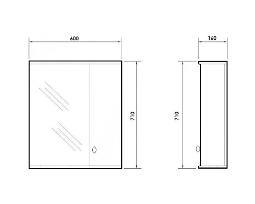 Зеркальный шкаф 60x71 см белый глянец Orange Лотос Lo-60ZS