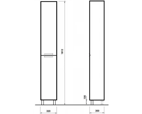 Пенал напольный белый глянец Orange Глория GL-30PEW