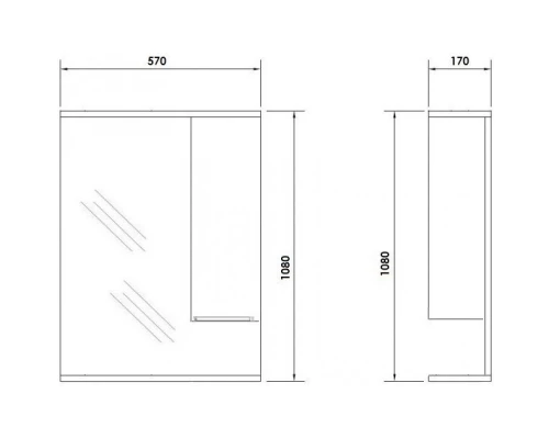 Зеркальный шкаф 57x108 см белый глянец Orange Глория Gl-60ZS