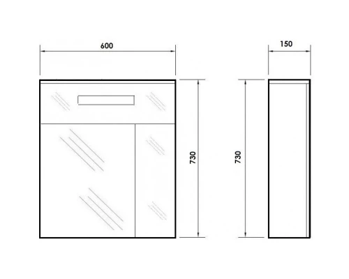 Зеркальный шкаф 60x73 см венге Orange Таис Ta-60ZSV