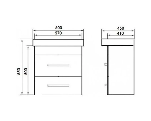 Тумба с раковиной дуб 60 см Orange Бриз Br-60TUD+RA