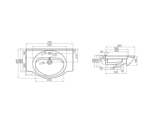 Тумба с раковиной орех антикварный 74,5 см Orange Classic F7-75TU1