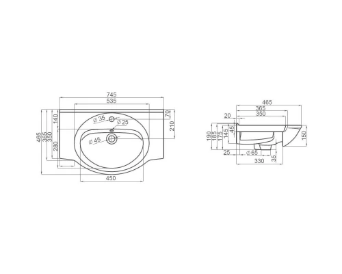 Тумба с раковиной молочный 74,5 см Orange Classic F7-75TU3