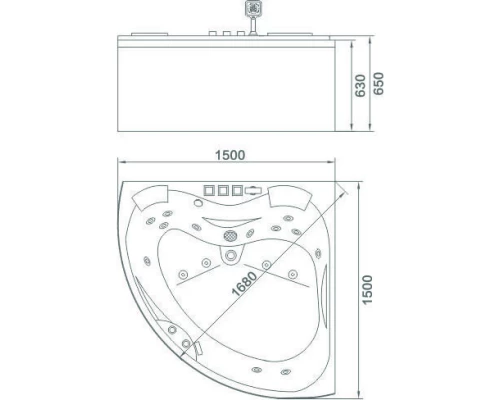 Акриловая гидромассажная ванна 150x150 см Orans 6012X00