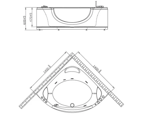 Акриловая гидромассажная ванна 140x140 см Orans 62119M0