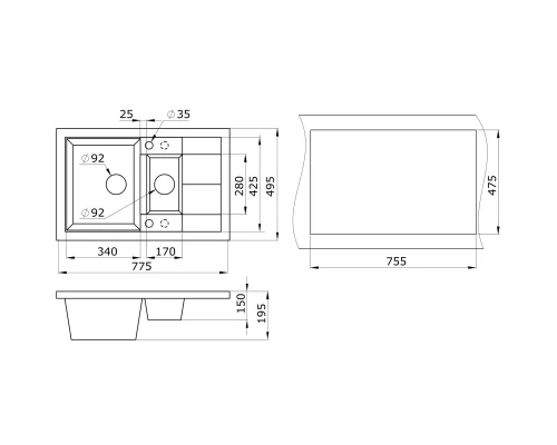 Кухонная мойка Paulmark Feste шампань PM237850-CH