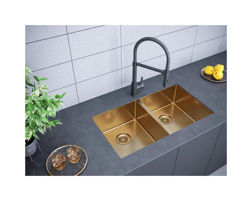 Кухонная мойка Paulmark Dopplet золотой матовый PM507844-BG