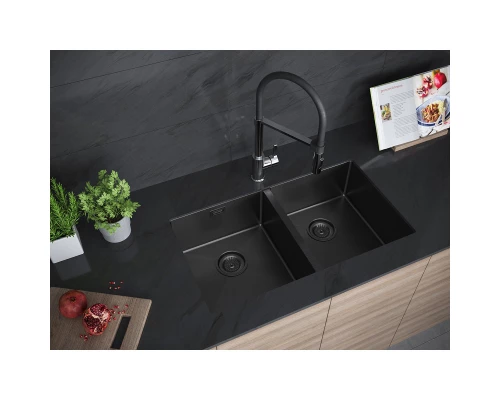 Кухонная мойка Paulmark Dopplet вороненая сталь PM507844-GM