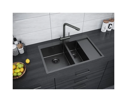 Кухонная мойка Paulmark Union вороненая сталь PM537851-GML