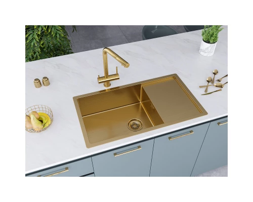 Кухонная мойка Paulmark Platte золотой матовый  PM807844-BG