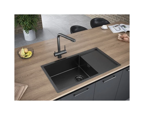 Кухонная мойка Paulmark Platte вороненая сталь PM807844-GM